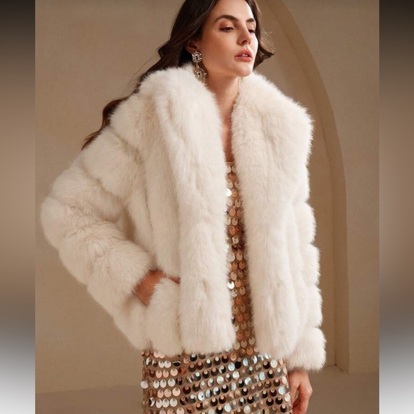 Quilted luxury faux fur vintage fur style winter coat jacket black or cream - Picture 11 of 12